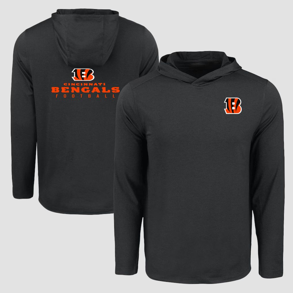 Men 2026 NFL Cincinnati Bengals Hooded long sleeved T-shirt black 05->->Sports Accessory